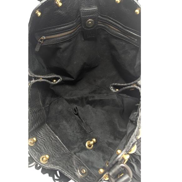 Gucci Babouska Hysteria Fall 2008 Tote Snakeskin Fringe Large Black Gold Y2K - Picture 13 of 16